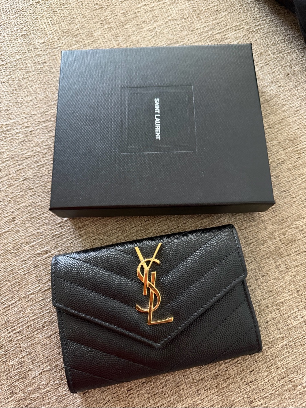 Saint Laurent Cassandre Matelassé Small Envelope Wallet in Lambskin